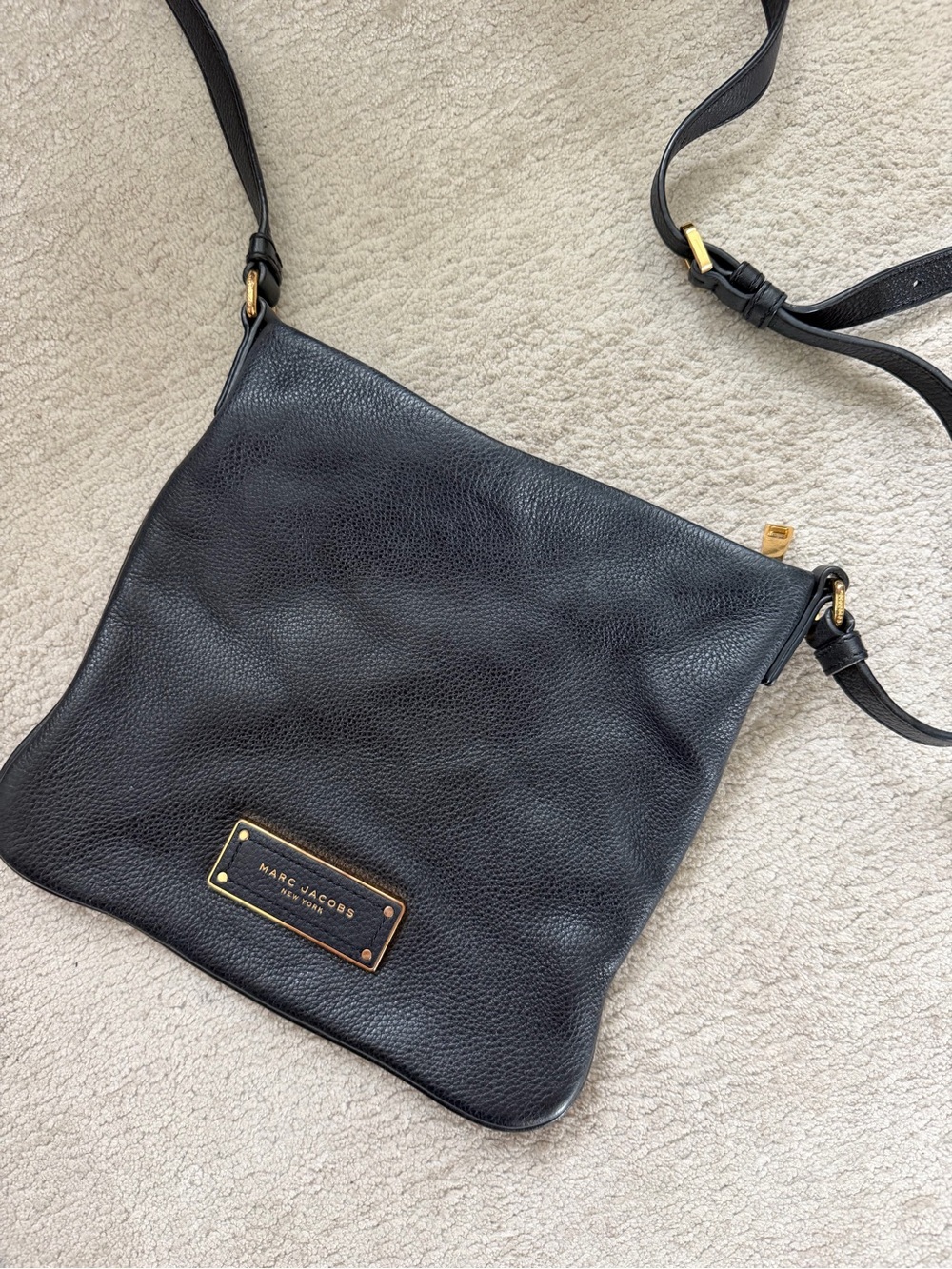 Marc Jacobs Black Pebbled Leather Crossbody with Gold Hardware